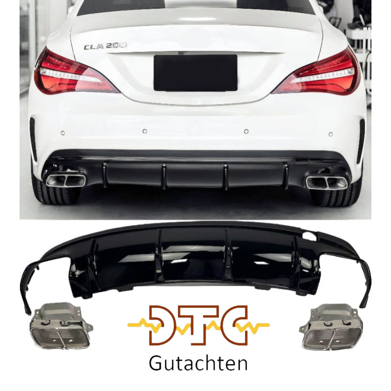 Mercedes CLA-Klasse C117 X117 Diffusor mit Auspuffblenden (Chrom) in CLA 45 AMG Optik